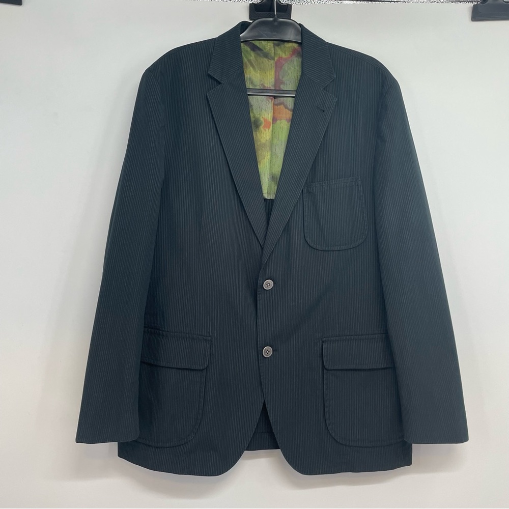 Kroon Sport Coat Jacket  Men's 42R Gray 2 Button Cotton Unstructured Striped